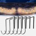 Adjustable Outdoor Light String Hooks for 6-11 inch Concrete Cinder Block Wall and Fences,6 Pcs Metal No Drill String Light Hangers,Outside Hanging Rope Lights Cable Cord Holders Organizer (6-11 in)