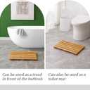 Bamboo Bath Mat for Shower with Non-Slip Rubber,Bathtub Mat,Floor Mat,Shower Mat for Indoor,Outdoor,Spa, Sauna, Pool (Natural, 20 * 13 * 1.4 inches)