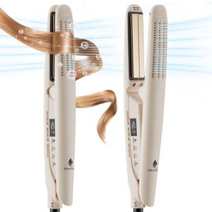 MiroPure Flat Iron Hair Straightener, Hair Straightener and Curler 2-in-1, 360 Airflow Styler with Cool Air for Curls, Titanium Ceramic Ionic, Hair Care Aroma,Auto Off, Dual Voltage for Travel