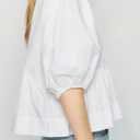 Women's Cotton Poplin Peplum Blouse, Structured Peplum Top with Silhouette for Casual & Chic Outfits (White, M)