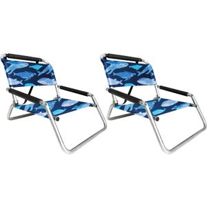 Neso Beach Chairs - Lightweight, Portable and Foldable Recliner Beach Chairs for Park, Camping and Outdoor Adventures - with Slip Pockets and Shoulder Strap - 2 Pack - Save the Whales - Regular