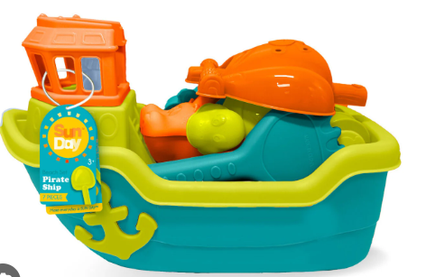 7-piece Pirate Ship Beach Toy Set designed for imaginative outdoor play