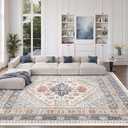 zesthome 8x12 Area Rugs for Living Room,Large Washable Rug,Blue Red