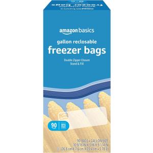 Amazon Basics Reclosable Freezer Gallon Bags, BPA Free, 90 Count (Previously Solimo)