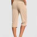 ISEEGZ 15"/18"/21"/27" Capri Pants for Women High Waist Stretch Women's Golf Capris for Summer with Pockets Work Casual (Beige)