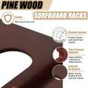 Freestanding Surfboard Rack, Vertical Surfboard Stand Racks, Surf Rack of Free Wall Mount Fits Shortboards, Longboards, Wakeboards, Holds 4 Board, Pine Wood,1 PCS,Dark Brown