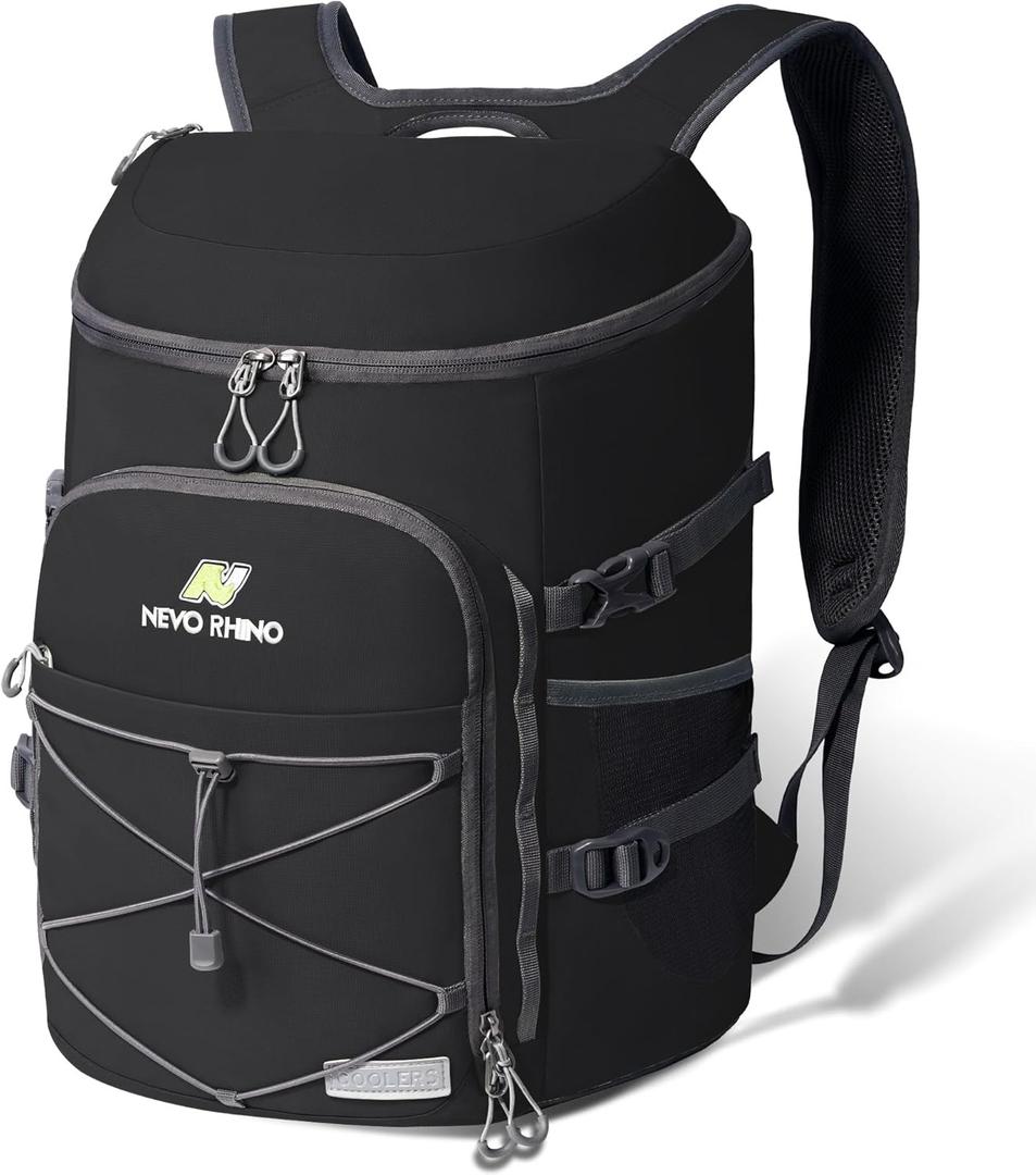 N NEVO RHINO Backpack Coolers Insulated Leak Proof 36/54 Cans, Portable Lightweight Waterproof Insulated Cooler Backpack for Men & Women Ideal for Camping, Travel, Beach, Picnics, Lunch & Day Trips (black)