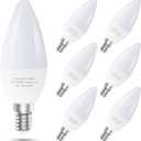 6-Pack E12 LED Ceiling Fan Light Bulbs, 60 Watts Equivalent Candelabra LED Light Bulbs, Type B Light Bulb for Chandelier, Candle Lightbulbs, Non-Dimmable, 5000K Daylight, 6 Pcs (White)