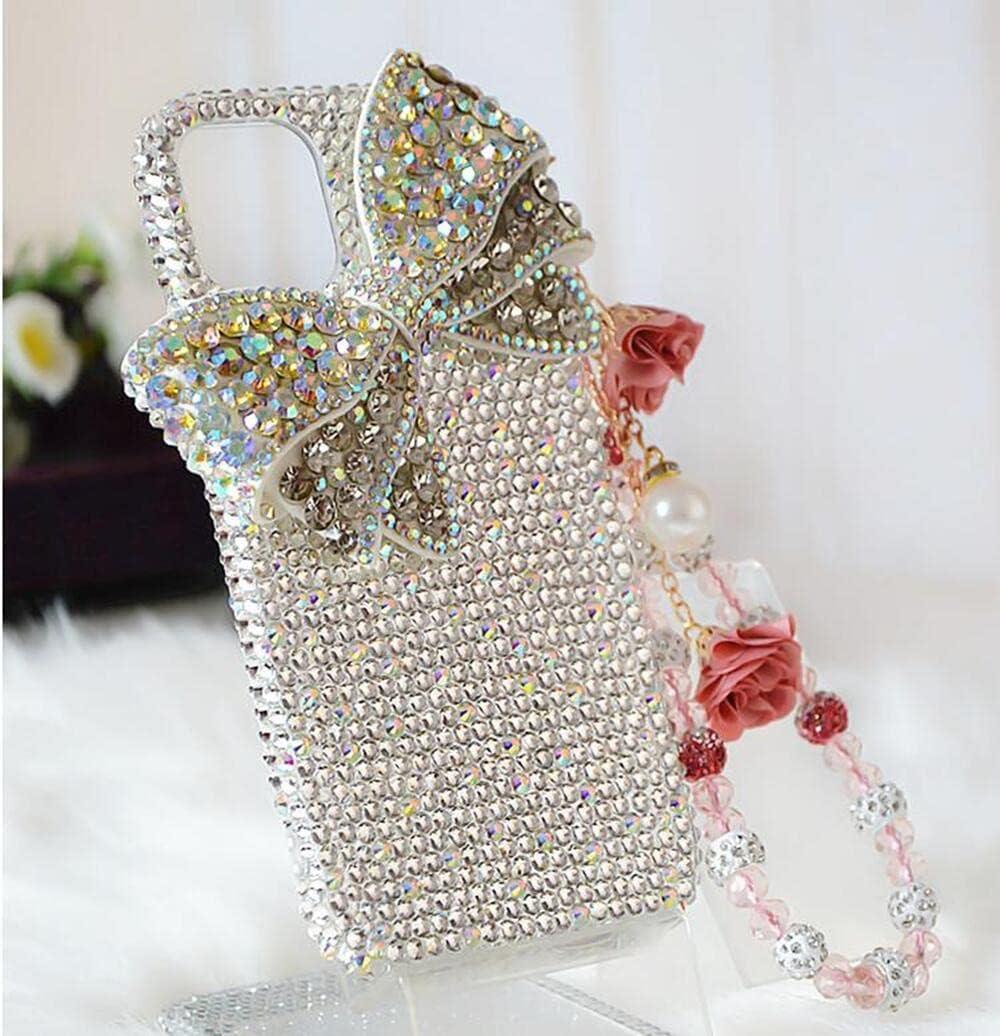 for iPhone 15 Plus 3D Glitter Sparkle Bling Case Cute Bow Silver Women Girls Kids Crystal Rhinestone Clear Protective Diamond Bumper Cover Case for iPhone 15 Plus 6.7 inch