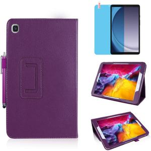 Slim Leather Case for Samsung Galaxy Tab A9 8.7 Inch 2023 (SM-X110 X115 X117), Multi-Angle Stand Full-Protective Tablet Cover Book Case with Stylus Pen,Screen Film (Purple)