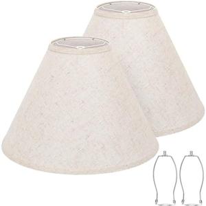 Empire Lamp Shades Set of 2, 6" Top x 16" Bottom x 10.8" High, Large Beige Lamp Shades for Table Lamps Floor Lamps, Natural Linen Lampshades Replacement, Spider, Harp Holders Included, Easy Assembly