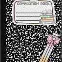 Flagship Carpets Book Club Composition Notebook with Bow Pencil Educational Area Rug for Kids Room, Children's Classroom Rug for Teaching and Playroom, 5' X 7'6"