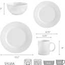 Pfaltzgraff Sylvia 32-Piece White Dinnerware Set, Service for 8, Durable Stoneware Plates, Bowls, and Mugs, Microwave and Dishwasher Safe