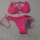 HISAGUHE Women Breathable Various Wear Way Bikini Set Two Piece Swimsuit Fashion Metal Ring Bathing Suit Swimwear Small, Pink 