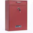 Wall Mounted Locking Vertical Dropbox Mailbox - Safe and Secure | Made with Galvanized Steel (Large, Red)
