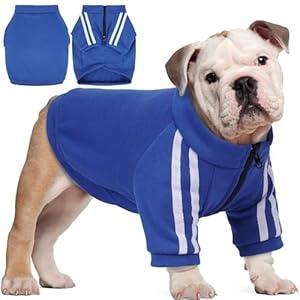 PUMYPOREITY Dog Hoodie for French Bulldog, Pullover Stretchy Dog Hoodies for Frenchie, Soft Dog Sweatshirts, Frenchie Clothes for Cold Weather, Blue, L