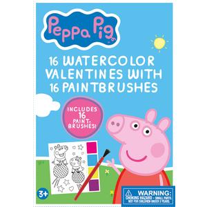 PeppaPig 16 Watercolor Valentine's With 16 Paintbrushes 3+