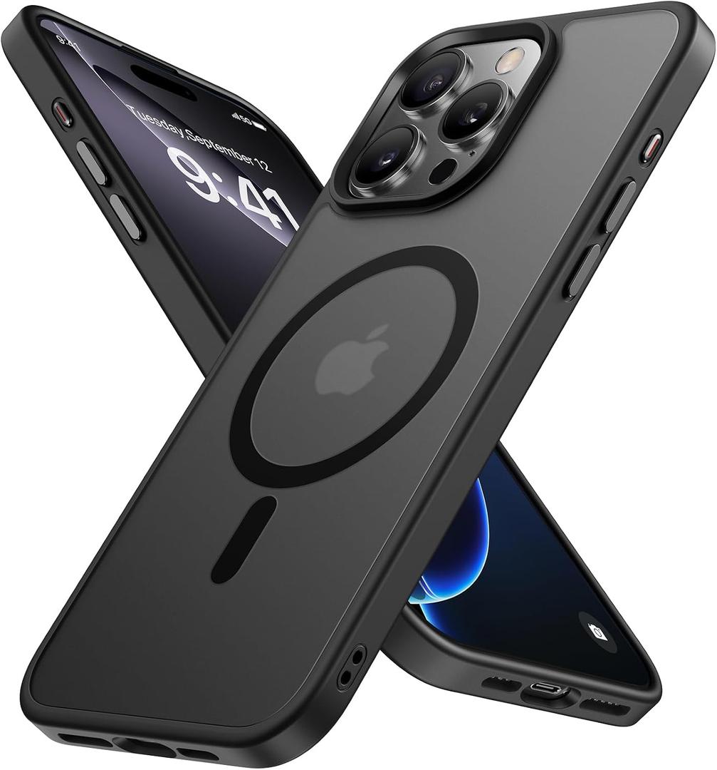 Miracase 2025 Upgraded Magnetic for iPhone 16 Pro Max Case, [Compatible with MagSafe] [Military-Grade Protection], Anti-Fingerprint, Slim Case for 16 Pro Max 6.9 inch with Screen Protector- Black
