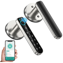 Fingerprint Door Lock- Smart Door knob,biometric Door Lockwith passcode keypad keyless Entry Door Handlefor Bedroom Home Hotel Office Apartment (Silver with APP) (10)