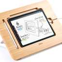 ELETIUO Adjustable Tablet Stand with Pencil & Charger Cable Slot, Bamboo Wooden Stand with Multiple Angles, Organizer Desktop Holder for Drawing, Compatible with iPad(Support to 9.7-11" Devices) (15.6*10.8*1.4 inch)
