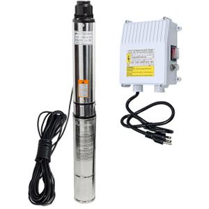 iMeshbean Deep Well Submersible Pump with External Control Box, 1 HP, 115V, 60 Hz, 33 GPM, 305FT Max Head,100FT Power Cord Stainless Steel, 4",Long Life M#010 USA