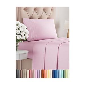 Twin XL Size 3 Piece Sheet Set - Comfy Breathable & Cooling Bed Sheets Set - Hotel Luxury Bedding for Women, Men, Kids, Teens, Boys & Girls - Deep Pockets, Soft, Wrinkle Free - Oeko-Tex - Light Pink