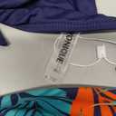 Yonique Women Two Piece Bathing Suits Push Up Bikini Set Halter Swimsuit Vintage Swimwear (X-Large, Navy Blue Leaves)