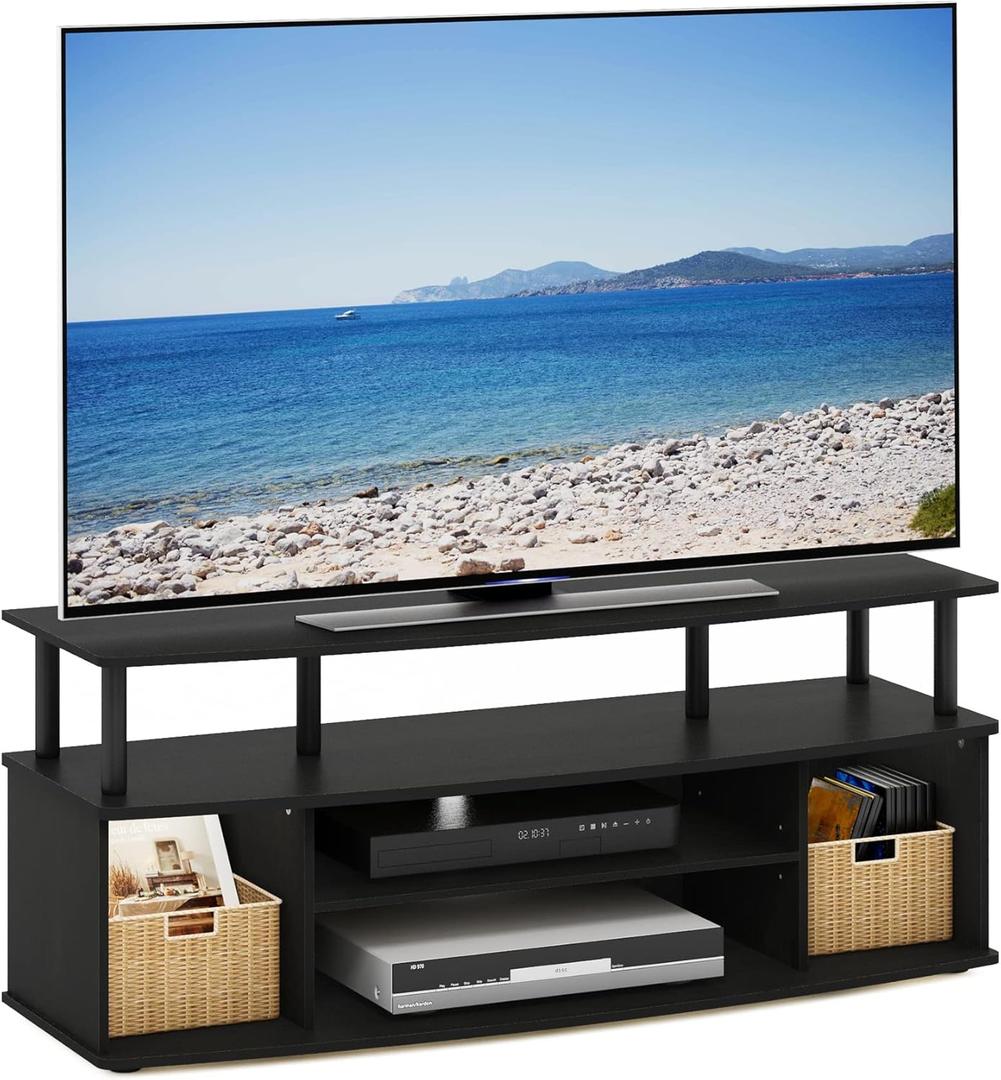 Furinno Jaya Large Entertainment Center Hold up to 55-in TV, Inches, Blackwood