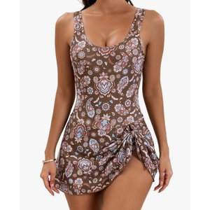 Eomenie One Piece Swimdress Swimsuits for Women Tummy Control Swim Dresses Skirt Bathing Suit, Size M