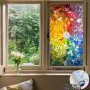 Window Privacy Film Static Cling Stained Glass Design Sun Blocking Non-Adhesive Removable Cover for Home Office 17.5x39.3 Inches (Fragments)