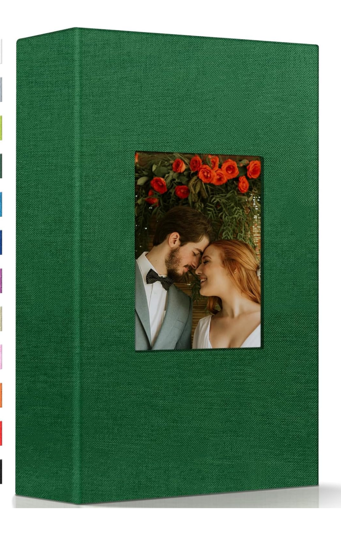 Photo Album 4x6 with 300 Pockets,Slip-in Picture Albums,Linen Cover Memory Book with Front Window,White Page Vertical Photo Book for Wedding,Family,Anniversare,Baby,Vacation