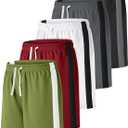 Resinta 5 Pack Boys Shorts Boys Basketball Athletic Shorts Kids Active Gym Soccer Sports Shorts Mesh Quick Dry Elastic Waist, 8-10