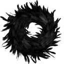 JOYIN 13.5" Black Natural Feathers Wreath for Halloween Decorations, Spooky Scene Party Favors, Halloween Photo Props, Trick of Treat, Front Door, Porch, Window, Indoor Outdoor Party Decorations