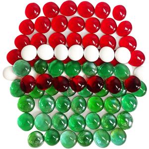 90 Pieces Christmas Glass Gem Stones Vase Filler Gem Beads Table Scatter for Vase Filler Christmas Decoration (Red, Green, White)