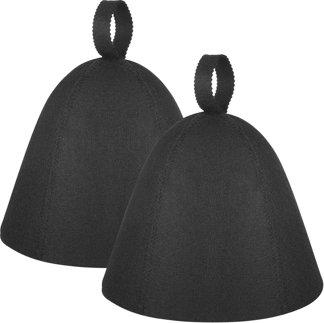 JaGely Sauna Hat for Men Women Wool Sauna Hat Vaporarium Cap Russian Banya Cap for Bath House Accessories (Black)