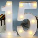 H:7.88 inches Light Up Numbers 15 Sign for Wedding Anniversary, 15th Birthday Party Decorations for Girls, 15th Birthday Centerpieces Table Decorations for Boys, Quinceanera Party Decorations