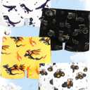 Boys' Underwear,Soft Cotton Tagless Panties for Toddlers' & Little Kids' Comfort,Breathable Boxer Briefs,6-Pack (Dinosaur-flame-tires-pentagram-tree Branch-white)