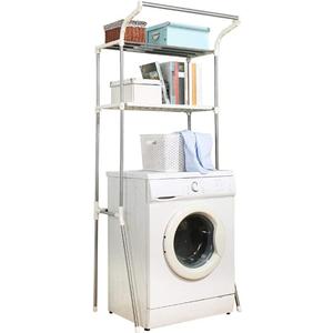 BAOYOUNI Over The Toilet Storage Shelf Units Bathroom Organizer Above Washer Dryer Space Saver Standing Rack 2-Tier 25.78 W X 19.48 D X 68.11 H Inches, Ivory
