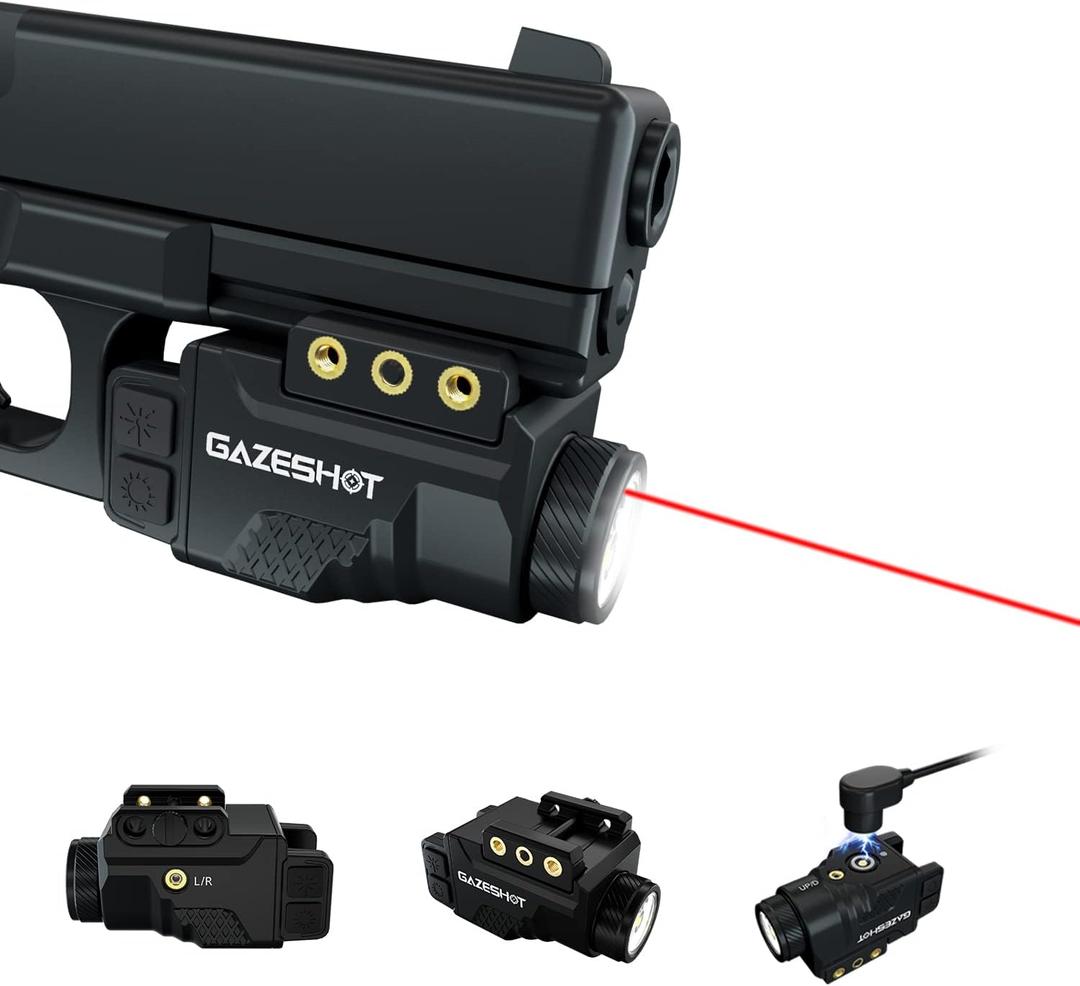 Mini 700 Lumen Pistol Light Laser Combo Weapon Light Tactical Flashlights, Magnetic USB Rechargeable with Red Beam Sight and Strobe Mode for GL and Picatinny Rail