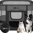 Dog Playpen,Cat Pet Puppy Pen,Portable Playpens for Dogs Indoor Outdoor Travel Camping Use,Foldable Dog Kennel Tent Crate for Rabbit Small Animals with Carrying Case (Grey, Small)