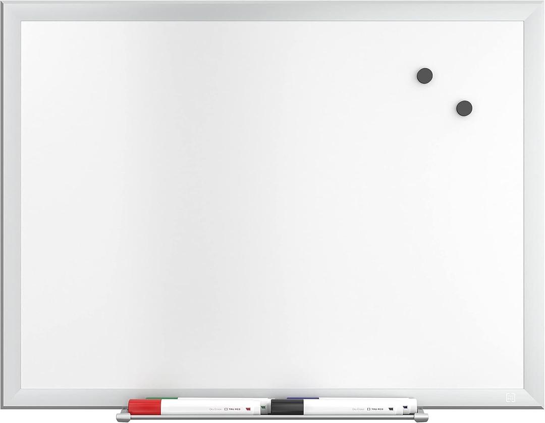 Staples TRU RED Magnetic Steel Dry Erase Board, Satin Frame, 2-ft x 1.5-ft (TR61168)