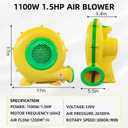 1100Watt/1.5HP High Power Air Blower for Large Inflatables, GONFLABLE Inflatable Bounce House Blower, Portable Fan Pump Leaf Blower Corded Commercial for Bouncy Castle, Jumper, Water Slide