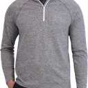 Ben Sherman Mens Quarter Zip Pullover Hooded Sweater  Lightweight, Casual, Work, Golf & Everyday Wear (Large, Grey)