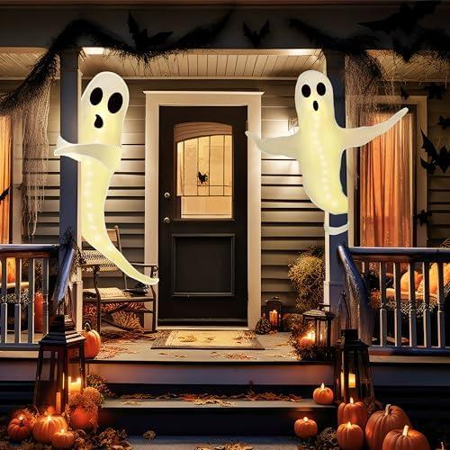 2PCS Halloween Ghost Decorations Outdoor Decor: Lighted Friendly Hallowmas Tree Hugger Spooky Party Supplies : Patio, Lawn & Garden