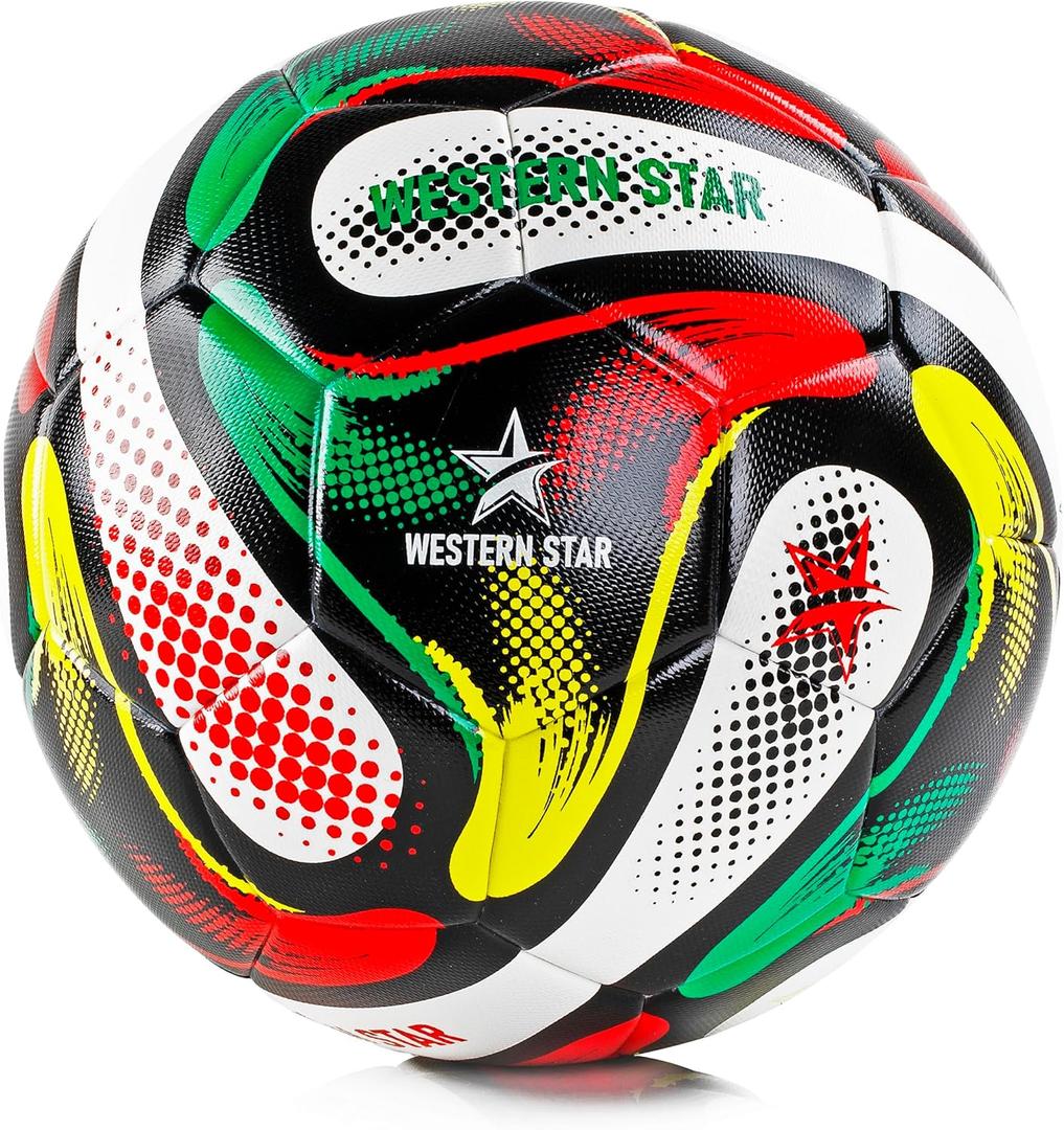 Western Star Soccer Ball Helix- Size 3 4 5 - Official Match Grade Soccer Balls - Attractive and Durable Design (Gaea)
