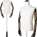 Male Mannequin Torso Dress Form Mannequin Body with Wooden Arms 61"~78" Height Adjustable Body with Wooden Stand for Clothing Retail Sewing Shop (Male Two Hands)
