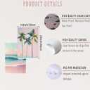 2Pcs Pink Beach Canvas Wall Art, Peach Palm Tree Canvas Print Wall Decor Preppy Prints Artwork Painting Beach Decoration for Gallery Living Room Bedroom, Unframed (16x24inch) (24L" x 16W")