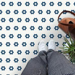 MORCART Peel and Stick Floor Tile, Vinyl Flooring Waterproof, DIY Flooring for Bathroom, Kitchen, Fireplace, Pet House, Stairs, Bedrooms, Wall(40PCS,7.87" x 7.87",Dark Blue+White)