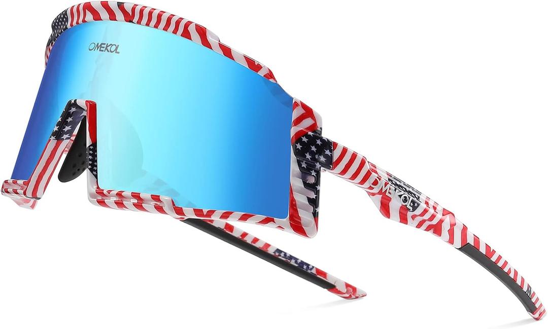 OMEKOL Two Sizes For Adults and Youth Sunglasses Sports Baseball Cycling Glasses Men Women MTB Bicycle Eyewear Outdoor (F4), Size: Adult