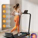 Treadmill Walking Pad with 15% Incline/Handle Bar/2 LED Display, 3.5HP Portable Treadmills for Home Small, Foldable Walking Pad Treadmill 350+lb Capacity, Smart App, 4 Adjustable Incline, RGB Light